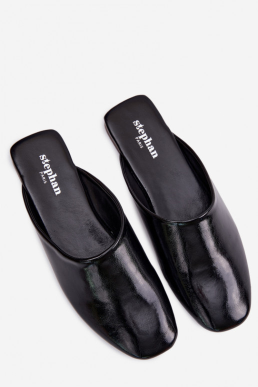 Chinelos femininos MuleImitacji Skóry isósceles cor preta Romelle