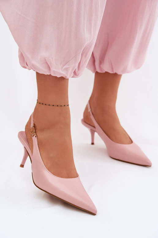 Sandálias femininasImitacji Skóry com salto fino cor rosa Jelissey