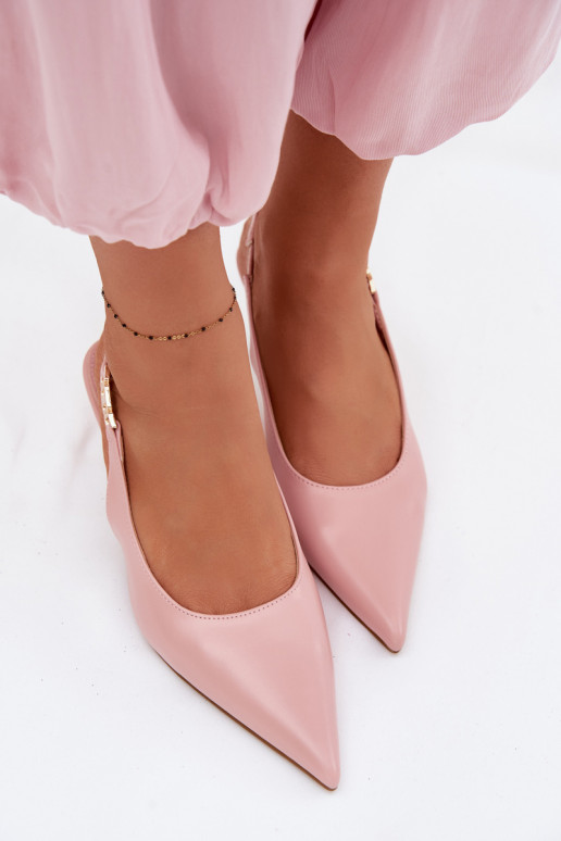 Sandálias femininasImitacji Skóry com salto fino cor rosa Jelissey