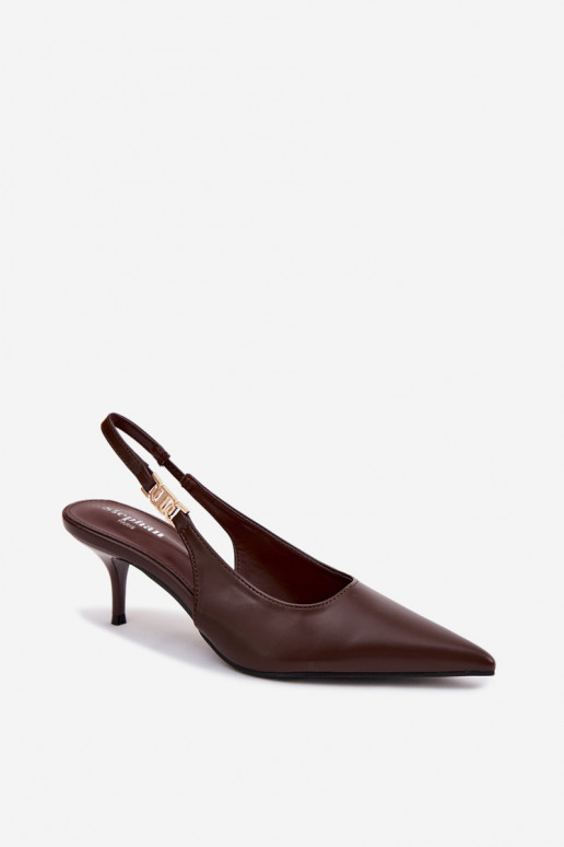 Sandálias femininasImitacji Skóry com salto fino CzekoladoParae Jelissey