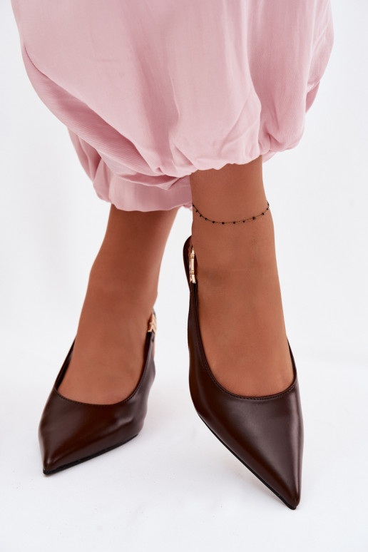 Sandálias femininasImitacji Skóry com salto fino CzekoladoParae Jelissey