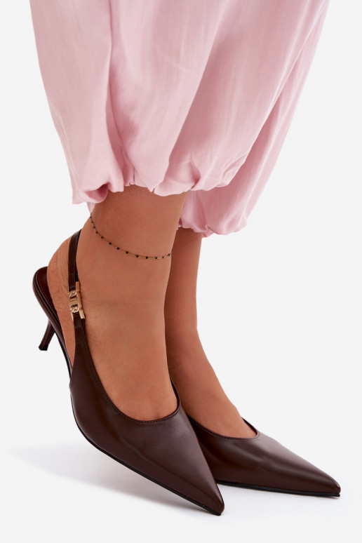 Sandálias femininasImitacji Skóry com salto fino CzekoladoParae Jelissey