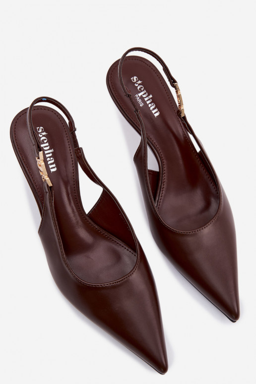 Sandálias femininasImitacji Skóry com salto fino CzekoladoParae Jelissey