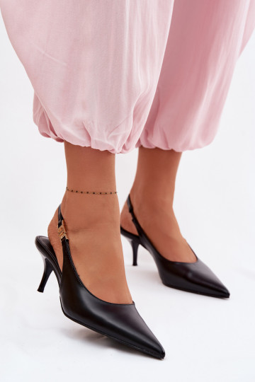 Sandálias femininasImitacji Skóry com salto fino cor preta Jelissey