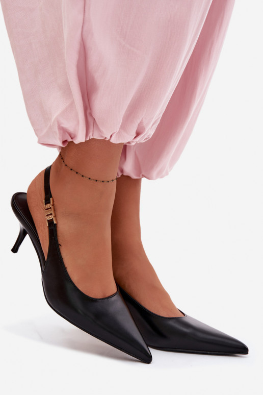 Sandálias femininasImitacji Skóry com salto fino cor preta Jelissey