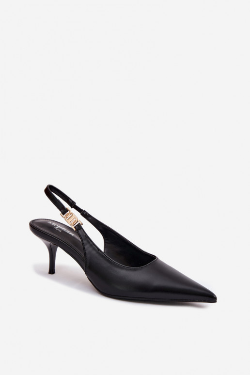 Sandálias femininasImitacji Skóry com salto fino cor preta Jelissey