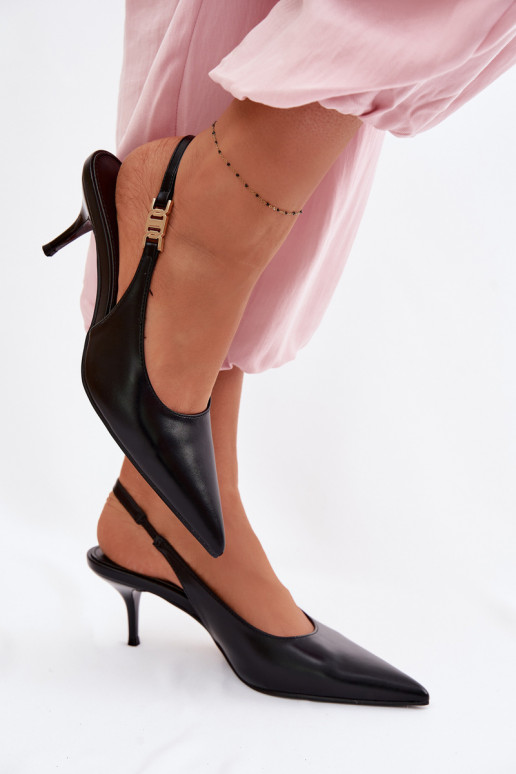 Sandálias femininasImitacji Skóry com salto fino cor preta Jelissey