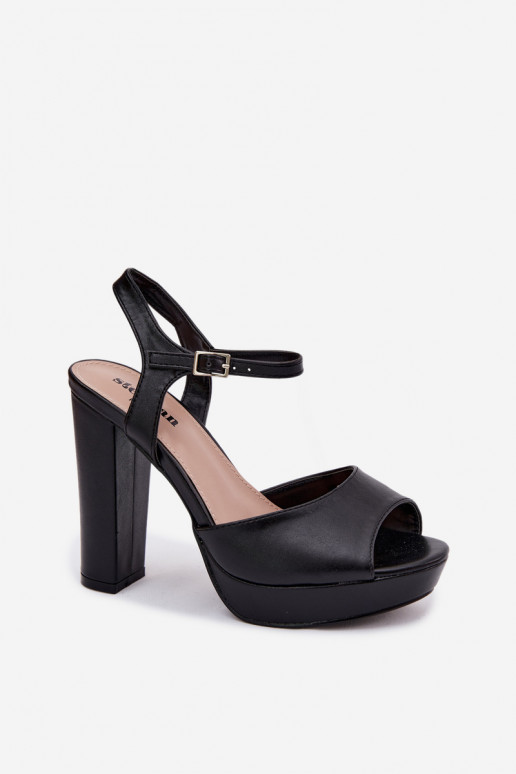 Sandálias femininas De salto alto Registro cor preta Nelissey