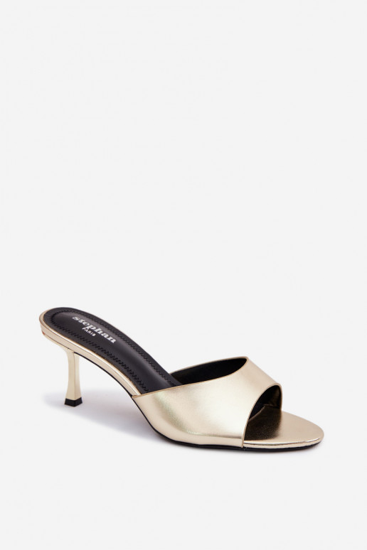 ChinelosImitacji Skóry com salto fino cor dourada Melissea