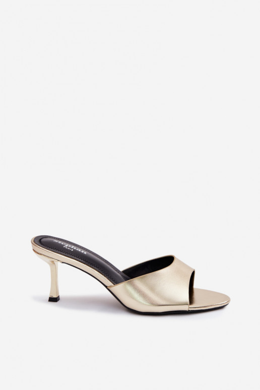 ChinelosImitacji Skóry com salto fino cor dourada Melissea