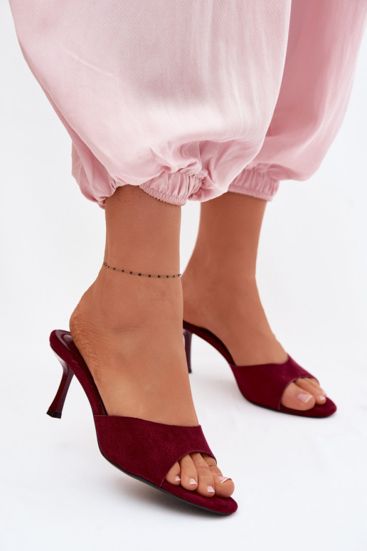 ChinelosImitacji de camurçau com salto fino Borgonha Melissea