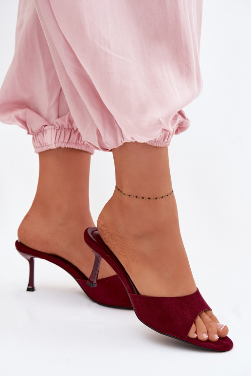 ChinelosImitacji de camurçau com salto fino Borgonha Melissea