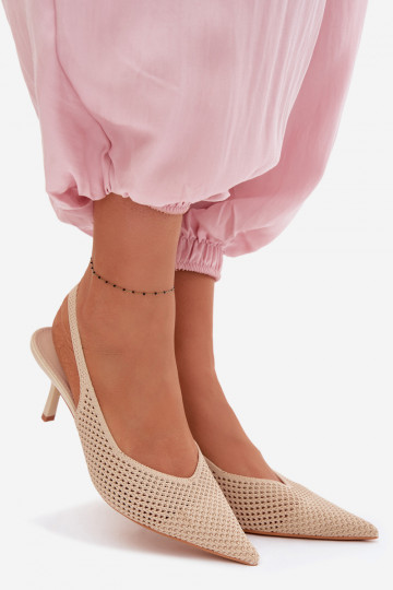 Sandálias femininasgradego Tem que serterialu com salto fino bege Emiliana 2