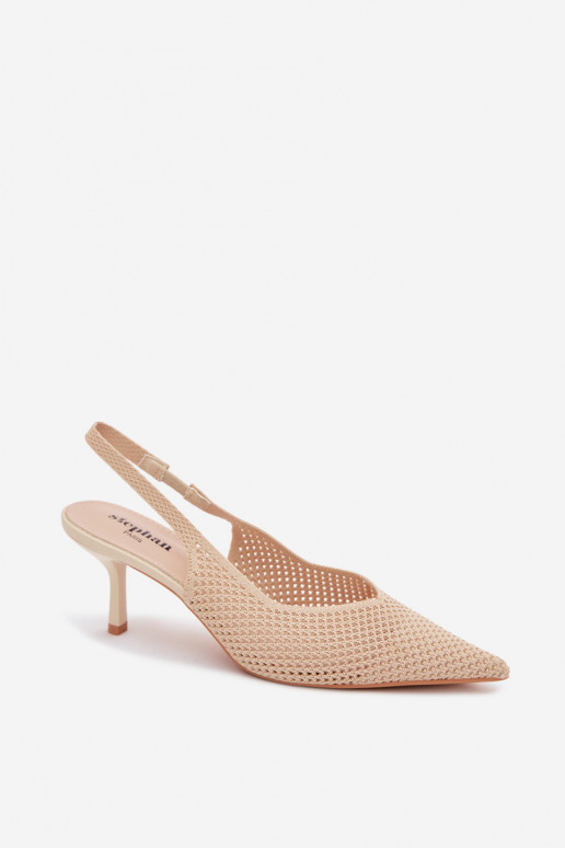 Sandálias femininasgradego Tem que serterialu com salto fino bege Emiliana