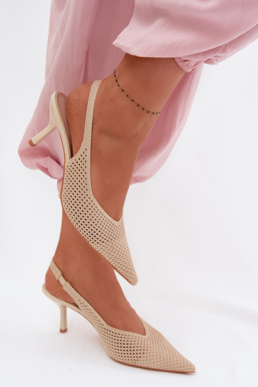 Sandálias femininasgradego Tem que serterialu com salto fino bege Emiliana