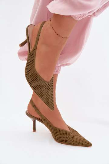 Sandálias femininasgradego Tem que serterialu com salto fino cor verde Emiliana