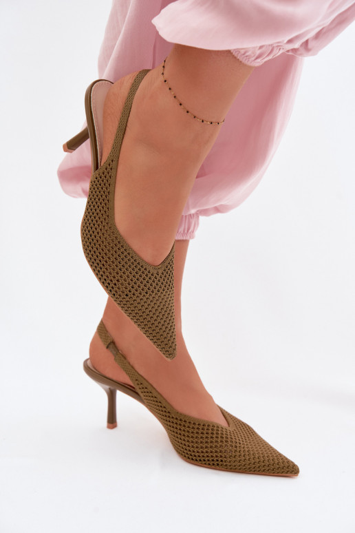 Sandálias femininasgradego Tem que serterialu com salto fino cor verde Emiliana