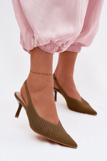 Sandálias femininasgradego Tem que serterialu com salto fino cor verde Emiliana 2