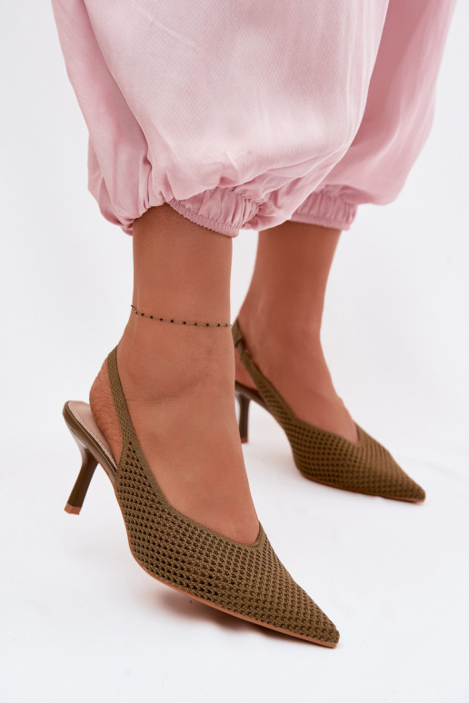 Sandálias femininasgradego Tem que serterialu com salto fino cor verde Emiliana