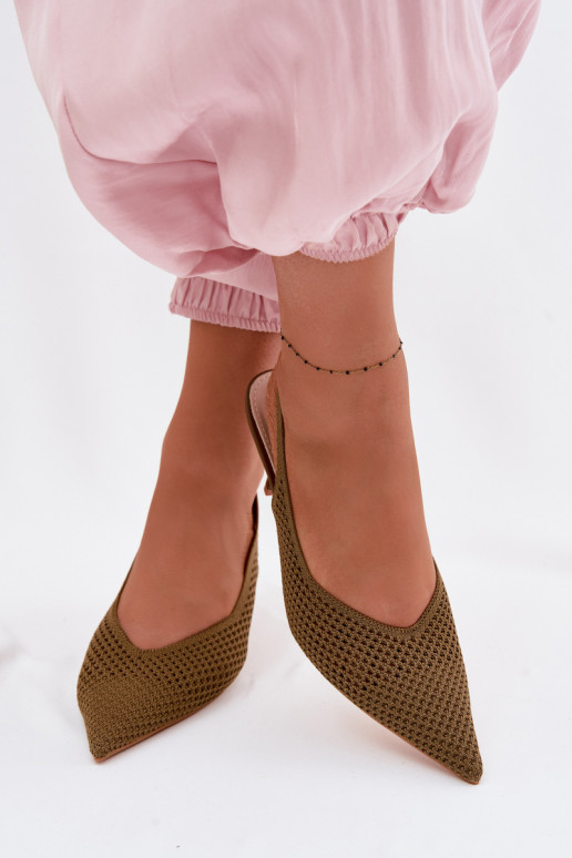 Sandálias femininasgradego Tem que serterialu com salto fino cor verde Emiliana