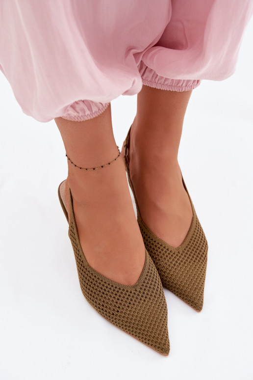 Sandálias femininasgradego Tem que serterialu com salto fino cor verde Emiliana