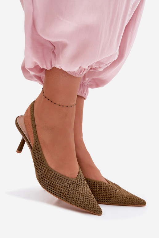 Sandálias femininasgradego Tem que serterialu com salto fino cor verde Emiliana