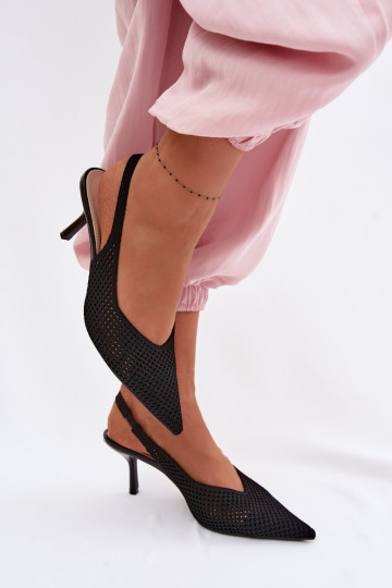 Sandálias femininasgradego Tem que serterialu com salto fino cor preta Emiliana