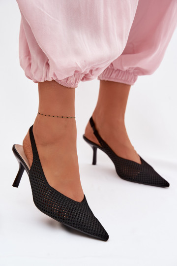 Sandálias femininasgradego Tem que serterialu com salto fino cor preta Emiliana 2