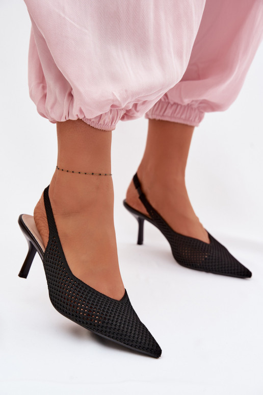 Sandálias femininasgradego Tem que serterialu com salto fino cor preta Emiliana