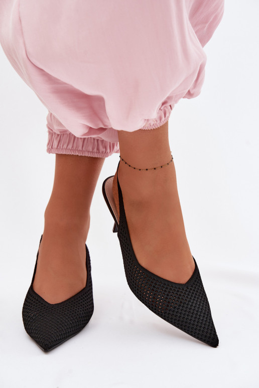 Sandálias femininasgradego Tem que serterialu com salto fino cor preta Emiliana