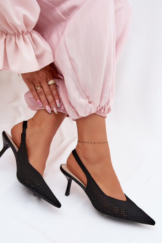 Sandálias femininasgradego Tem que serterialu com salto fino cor preta Emiliana