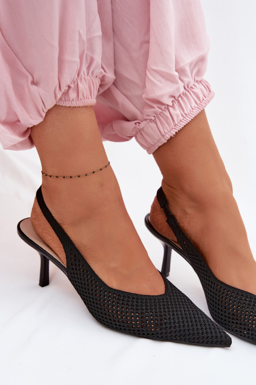 Sandálias femininasgradego Tem que serterialu com salto fino cor preta Emiliana