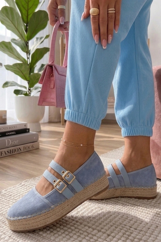 Espadrilhas azuis com plataforma...