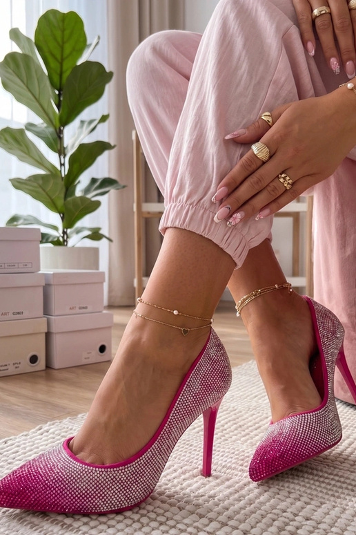 Saltos rosas com zircônias Faustyna