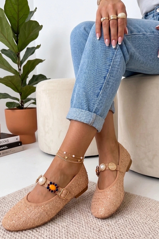 Bailarinas de cor areia com tira...