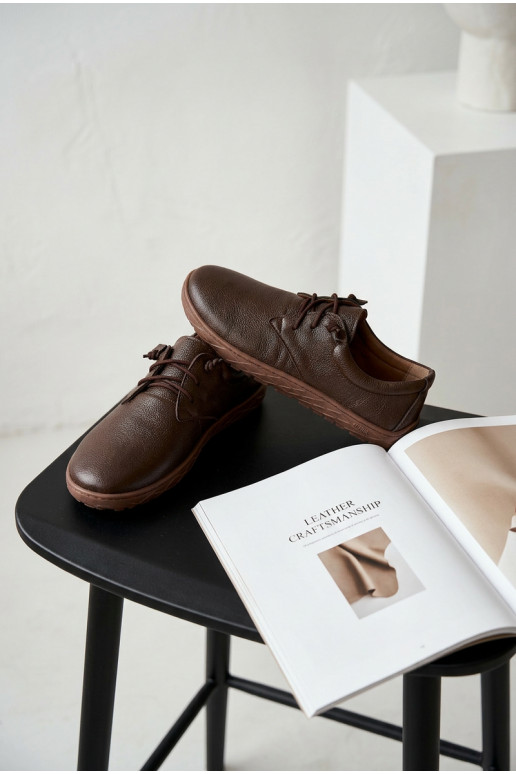 Sapatos de couro femininos Barefoot Zazoo 10189 cor chocolate