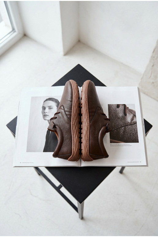 Sapatos de couro femininos Barefoot Zazoo 10189 cor chocolate