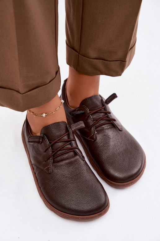 Sapatos de couro femininos Barefoot Zazoo 10189 cor chocolate