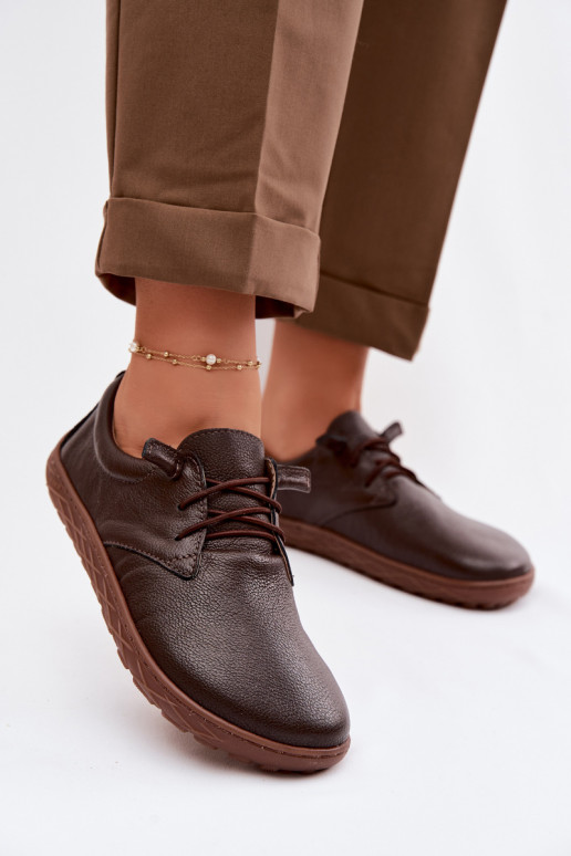 Sapatos de couro femininos Barefoot Zazoo 10189 cor chocolate