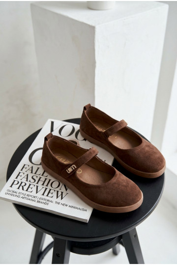 Bailarinas de couro e camurça Barefoot com tiras Zazoo 10206 cor chocolate