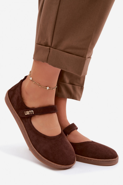 Bailarinas de couro e camurça Barefoot com tiras Zazoo 10206 cor chocolate