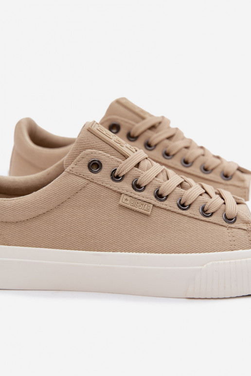 Botas casuais masculinas de cano baixo na cor areia