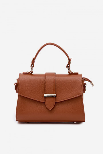 Bolsa de carteiro com fitas decorativas na cor marrom Belveta