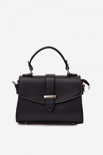 Bolsa de carteiro preta com fitas decorativas Belveta