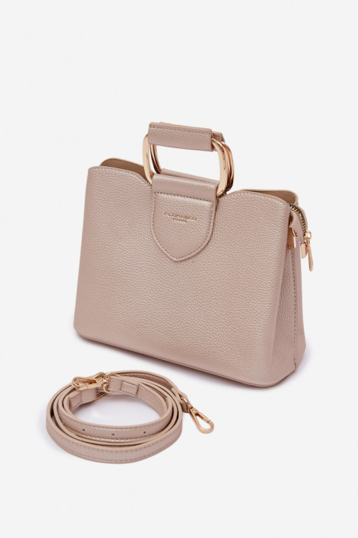 Portátil Porta-malas Pequeno de couro ecológico cor dourada Lorielle