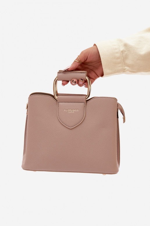 Portátil Porta-malas Pequeno de couro ecológico Escurobege Lorielle