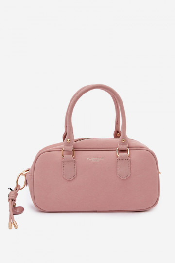 Bolsa tipo mala de viagem rosa em camurça sintética Annelle