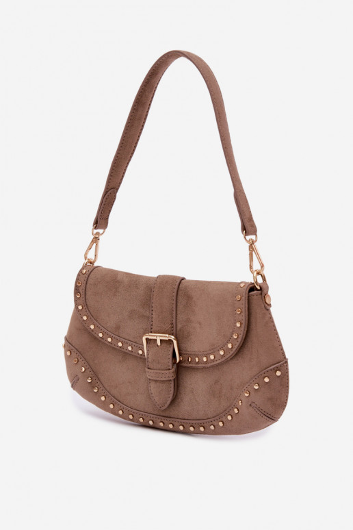 Portátil com rebites de camurça ecológicaoParaa Escurobege Clarielle