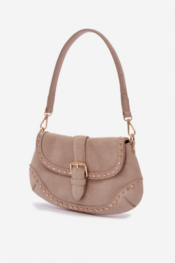 Bolsa com tachas de camurça sintética areia clara Clarielle 2