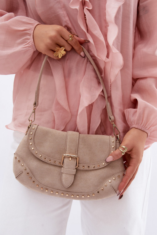 Portátil com rebites de camurça ecológicaoParaa Brilhantementebege Clarielle